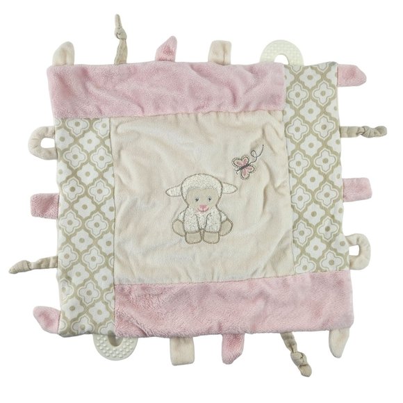Maison Chic Lamb Lovey Security Blanket Teether Crinkle Pink Cream Sheep 2014 - Picture 1 of 7